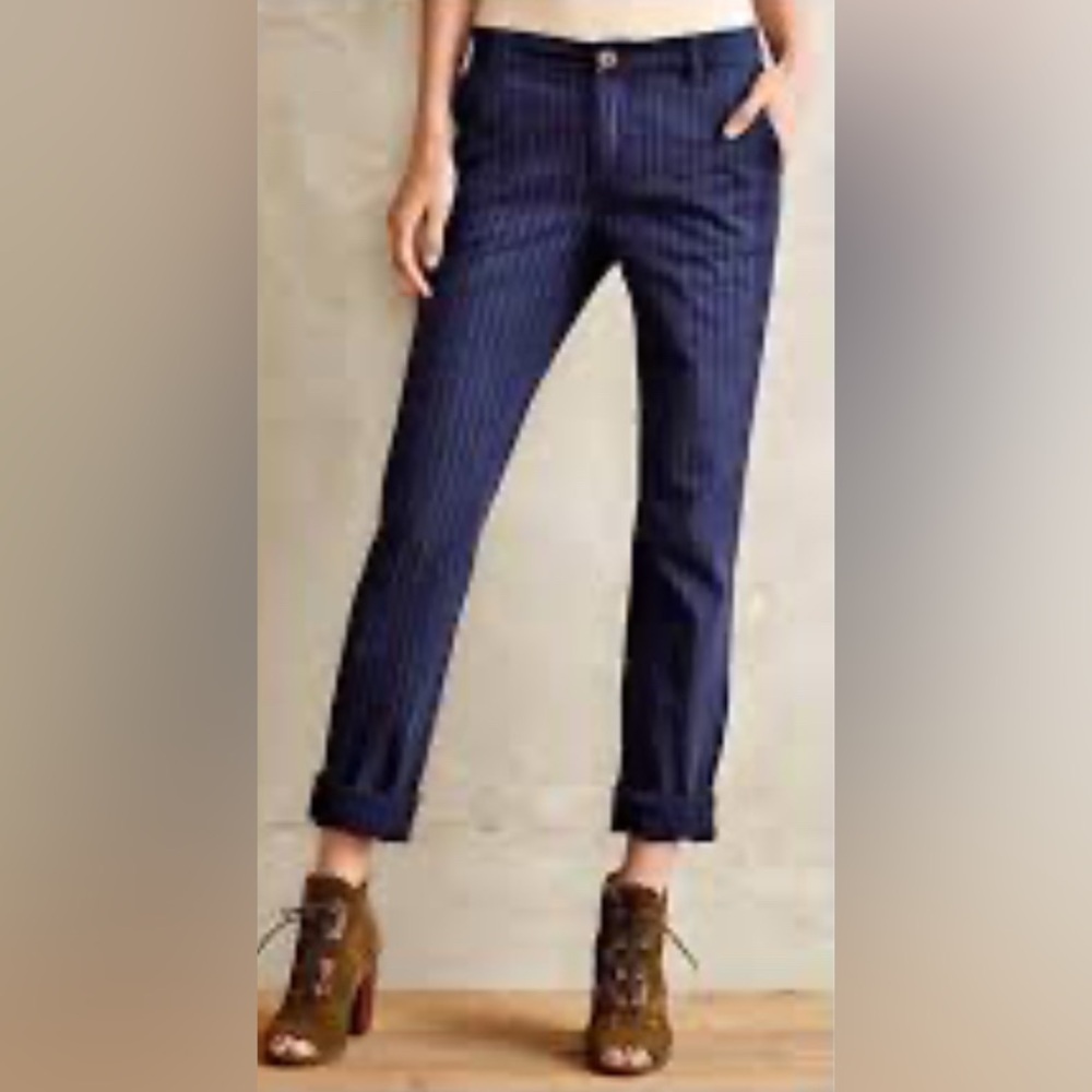 Anthropologie, Pilcro & The Letterpress, Navy Blue Pinstripe Pants, size 27, EUC